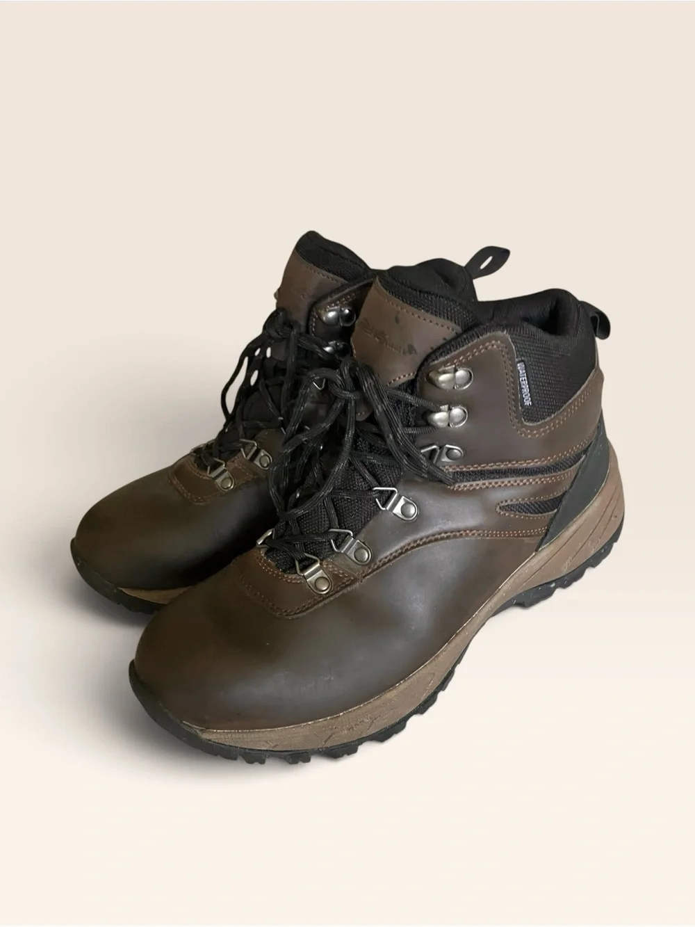 Eddie Bauer Everett Waterproof Hiking Boots Brown Leather Men’s Size 9